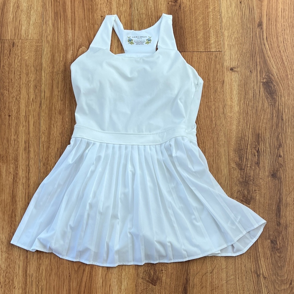LAURA ASHLEY White Pleated Tennis Dress with Shorts